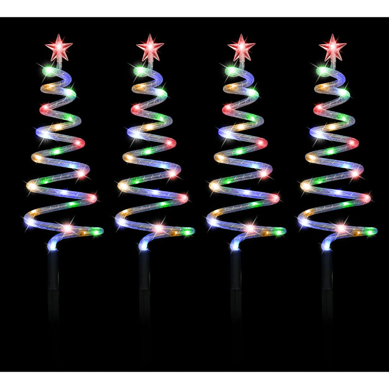 Solar LED Mesh Spiral Trees Multi 4pk 3