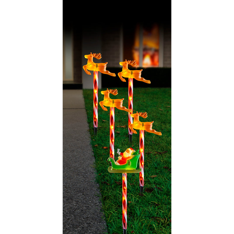 Solar Santa Sleigh Path Set Flashing 5pk 4