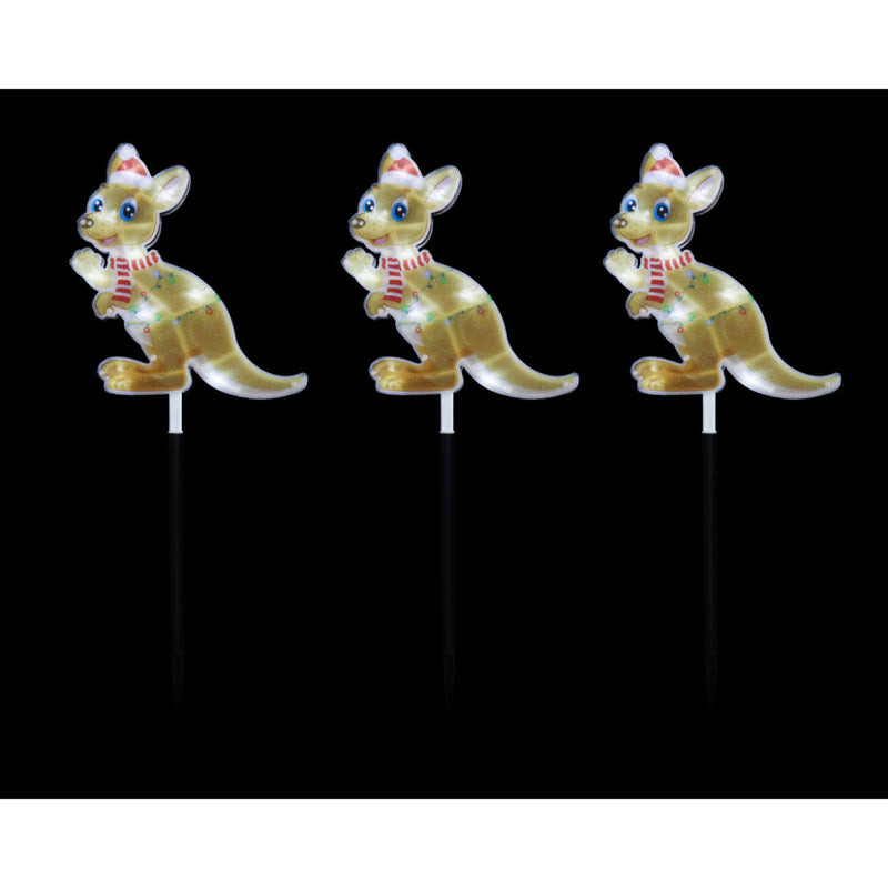 Solar Laser PVC Path Lights Aussie 3pk Assorted 3