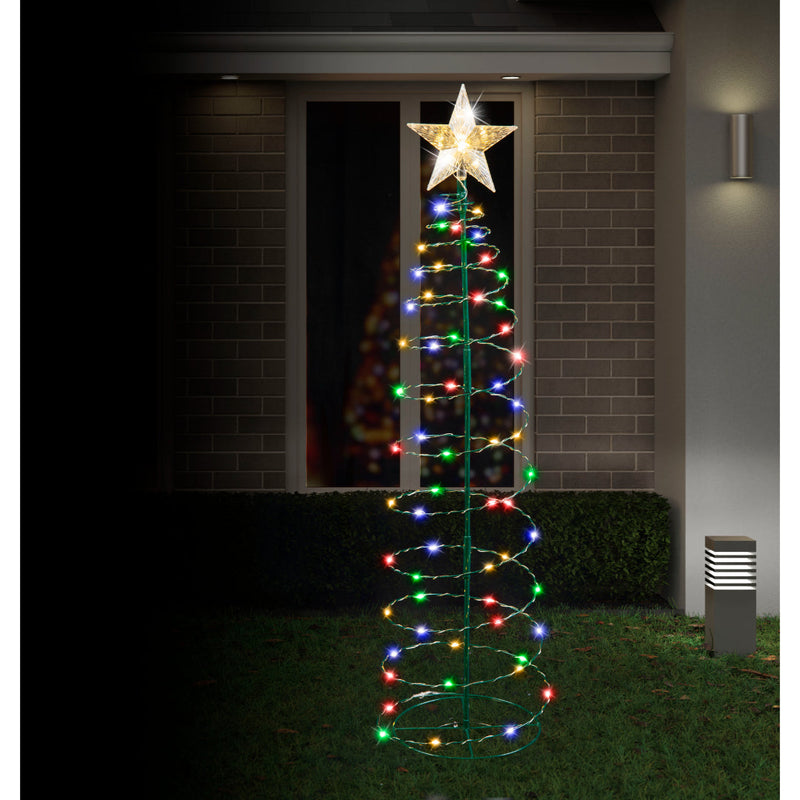 Solar LED Wire Spiral Tree 95cm Assorted 7