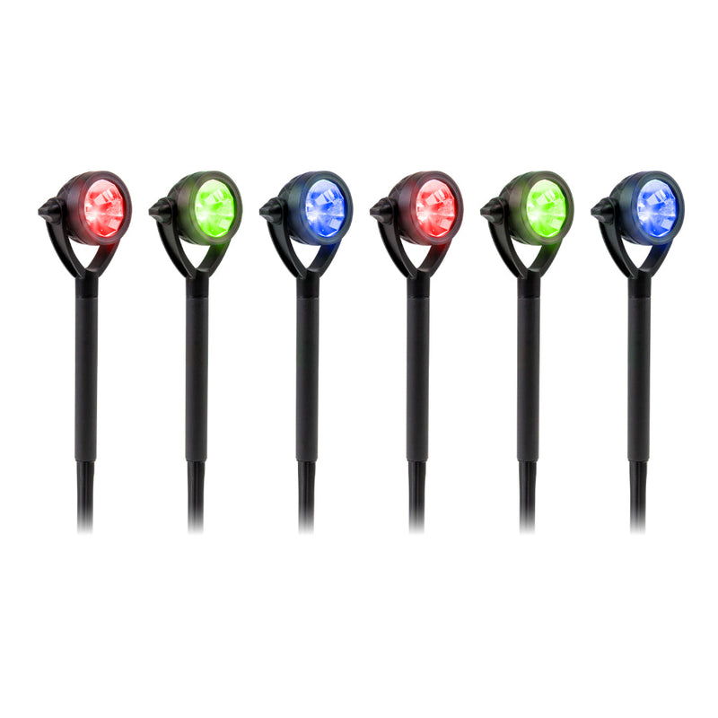 Solar LED Spotlights 6pk Red-Green-Blue 3