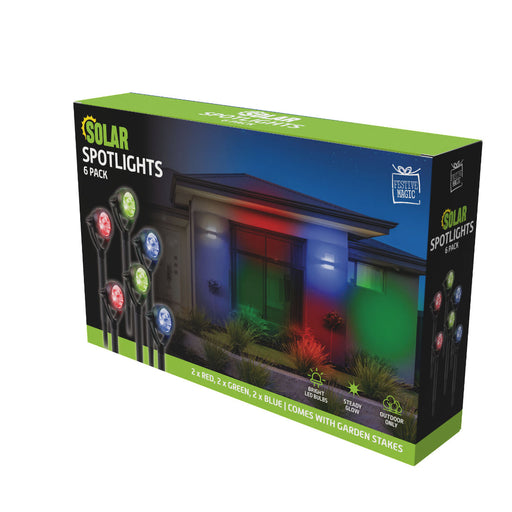 Solar LED Spotlights 6pk Red-Green-Blue