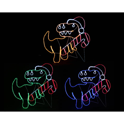 LED Ropelight T-Rex w/Candy Cane Assorted