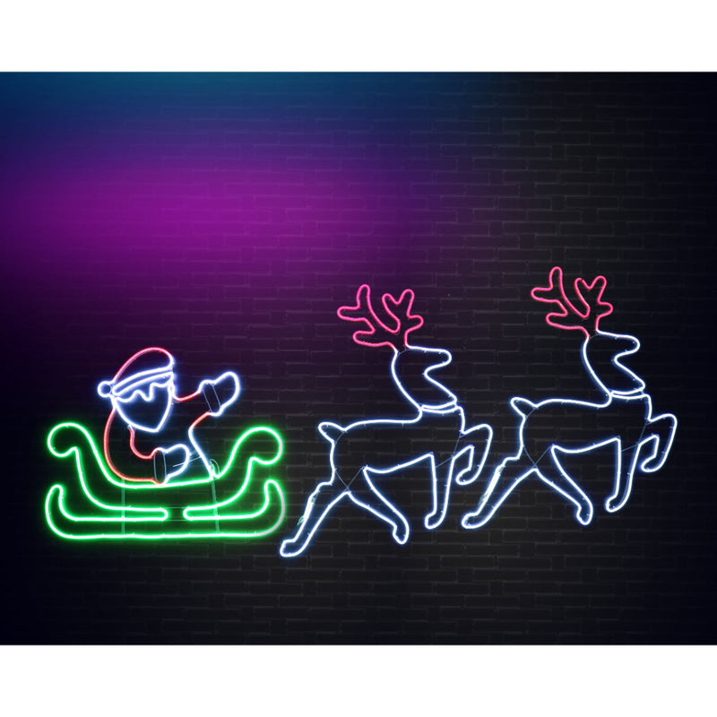 LED Neonflex Santa Twin Deer Sleigh Flashing 2