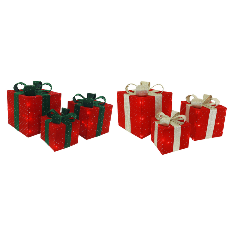 Assorted LED velveteen studded Christmas present set
