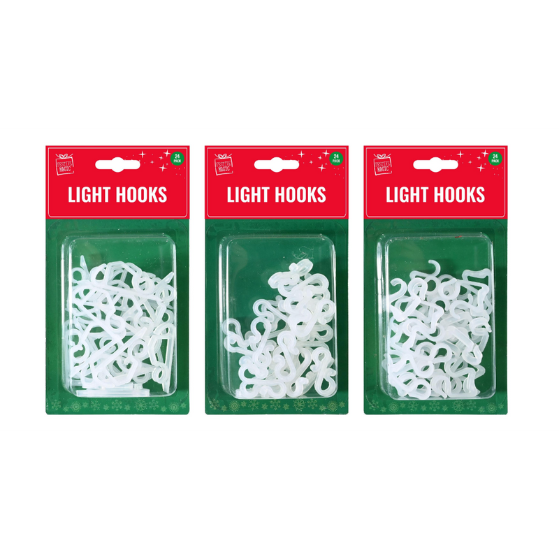 Assorted decorative Christmas light hooks 24 pack
