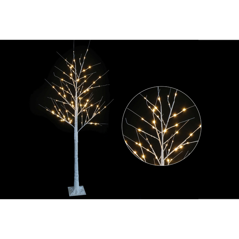 180cm birch Christmas tree with warm white flashing lights