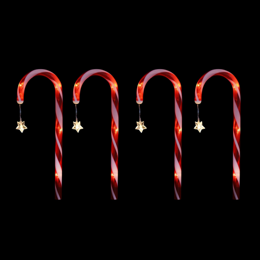 Solar Candy Cane With Stars 4pc Set