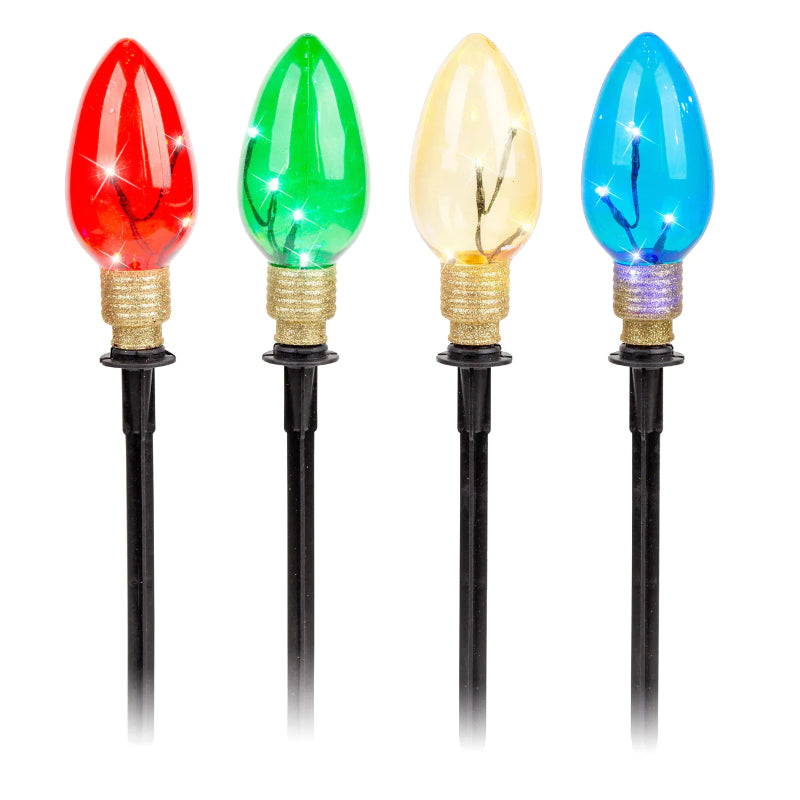 Solar Lightbulb Path Lights 4Pc