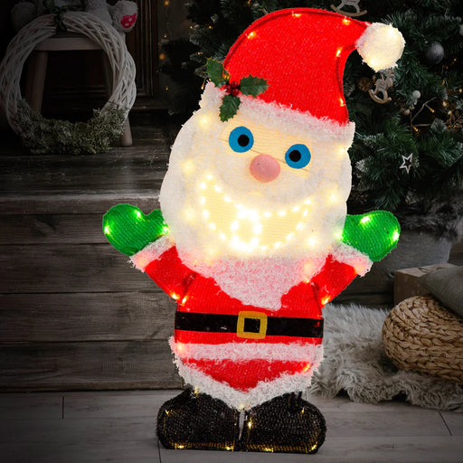 Led Mesh 3D Singing Santa 90Cm Flash