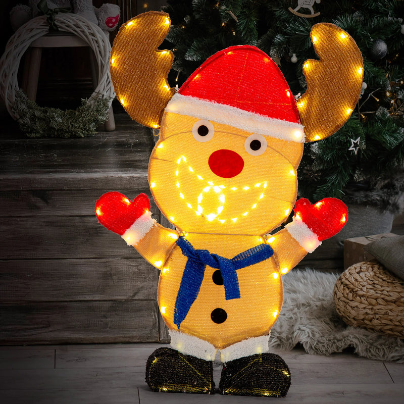 Led Mesh 3D Singing Reindeer 93Cm Flash