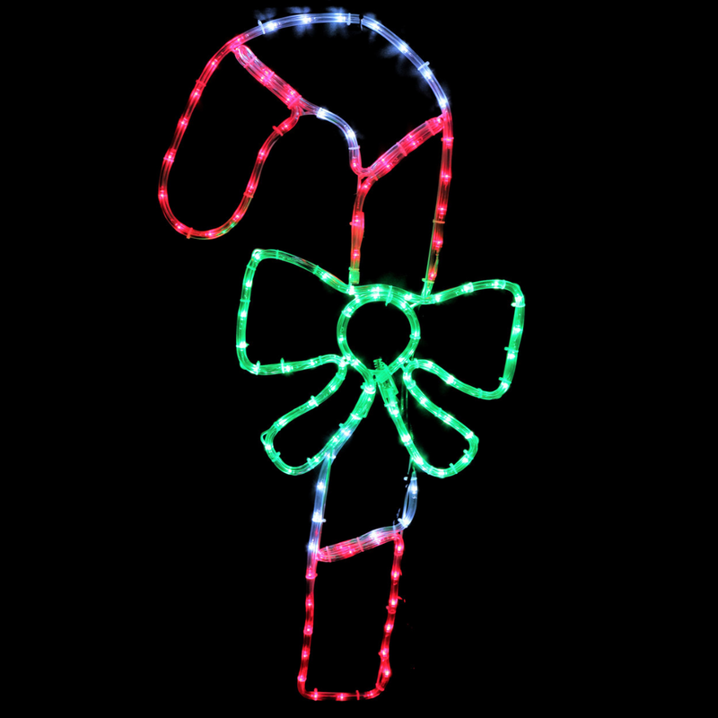 LED Rope Light Candy Cane W/ Bow Flash 90cm