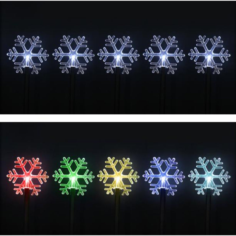 Solar LED Snowflake Path Lights 5pk Assorted image 2