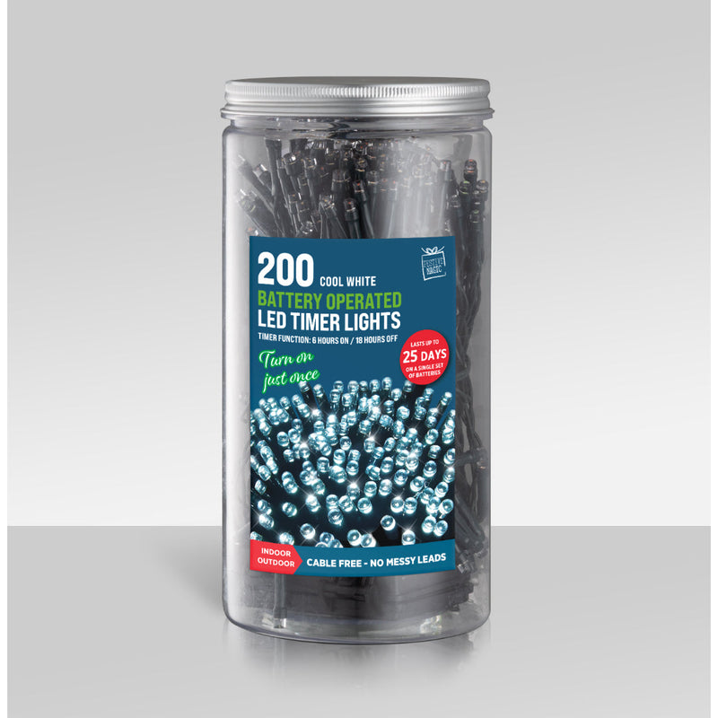 Timer Lights LED 200 Battery Operated In Jar Assorted 2