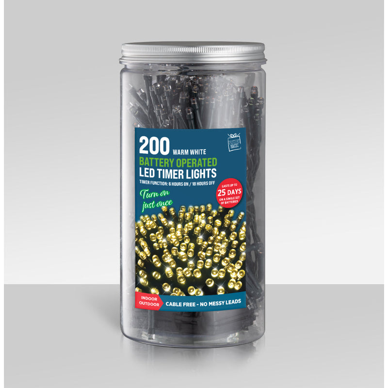 Timer Lights LED 200 Battery Operated In Jar Assorted 4
