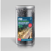 Timer LED Cluster Lights 200 Battery Operated In Jar Assorted 4