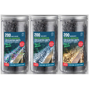 Timer LED Cluster Lights 200 B/OP In Jar Assorted