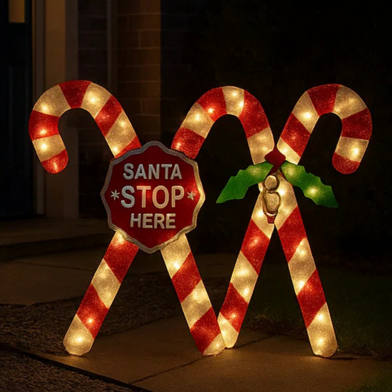 LED Tinsel Cross Candy Cane 120cm Assorted