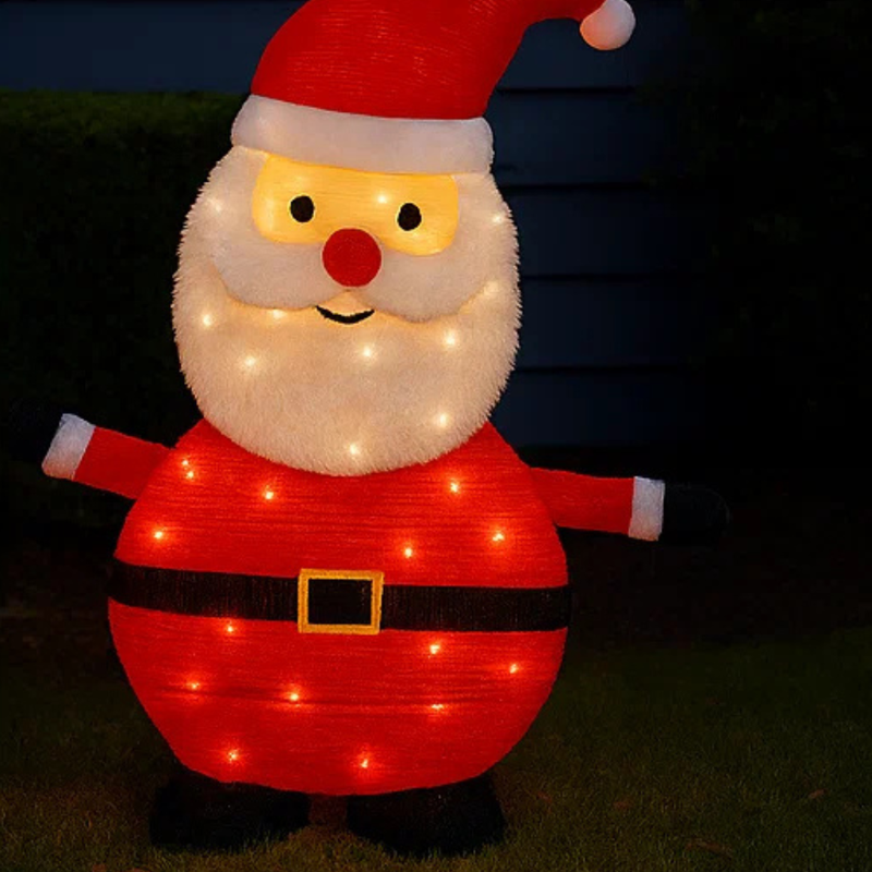 LED Collapsible Tinsel Santa Twinkle 70cm