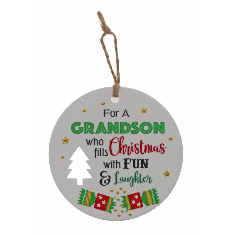 Grandson message holiday wall sign playful design
