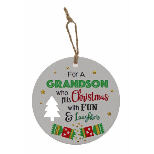 Grandson message holiday wall sign playful design