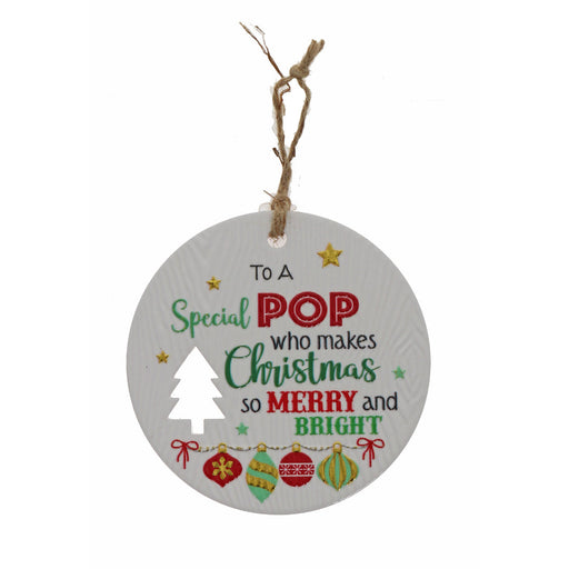 Pop themed holiday plaque with evergreen trim