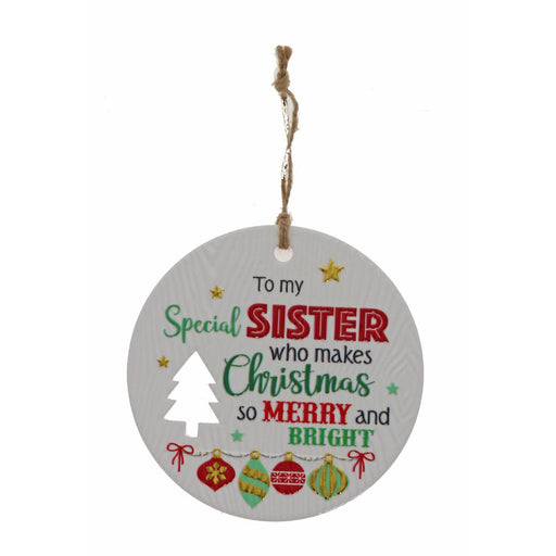 Special Sister festive wall sign with shimmer