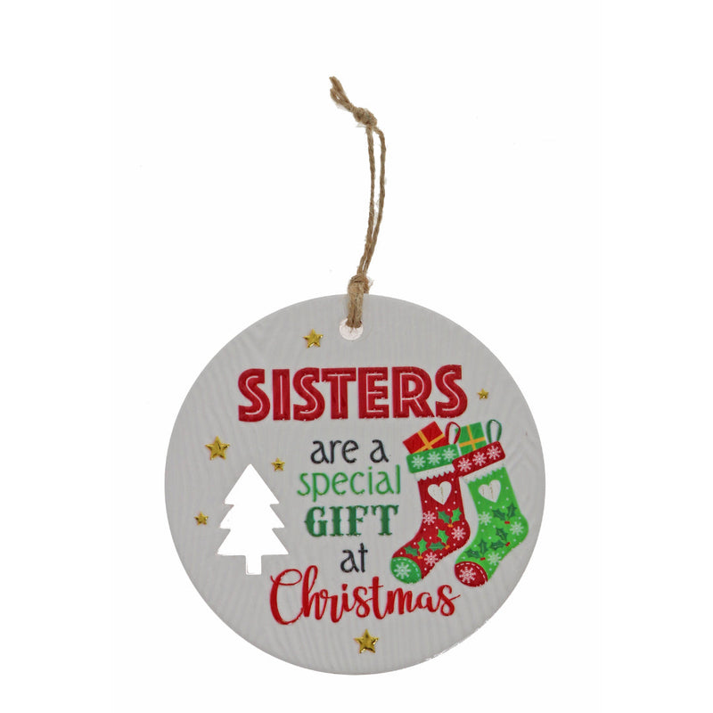 Sisters holiday message plaque with stars