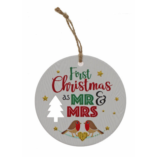 First Christmas as Mr and Mrs plaque with sparkle