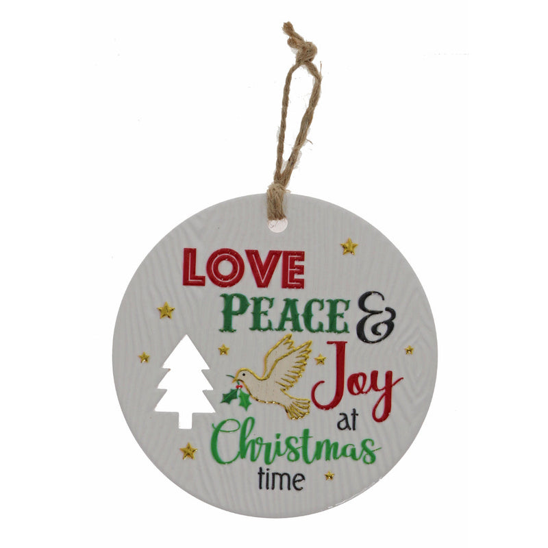 Love Peace Joy festive plaque with shimmer