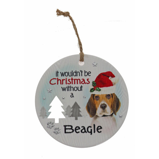 Beagle dog holiday plaque with holly trim