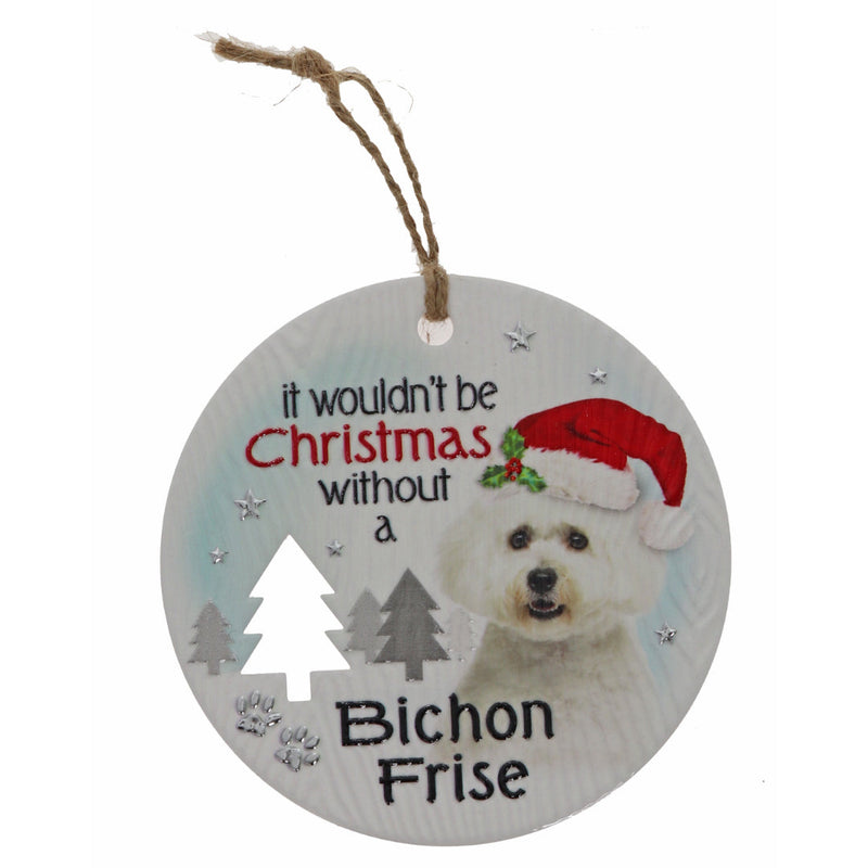 Bichon Frise holiday plaque in snowy palette