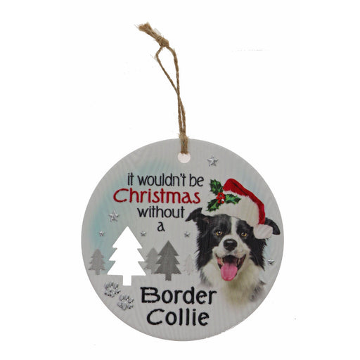 Border Collie festive wall plaque black and white