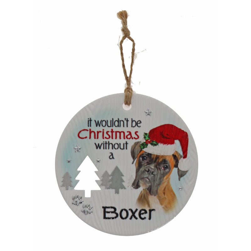 Boxer dog Christmas wall plaque with wreath