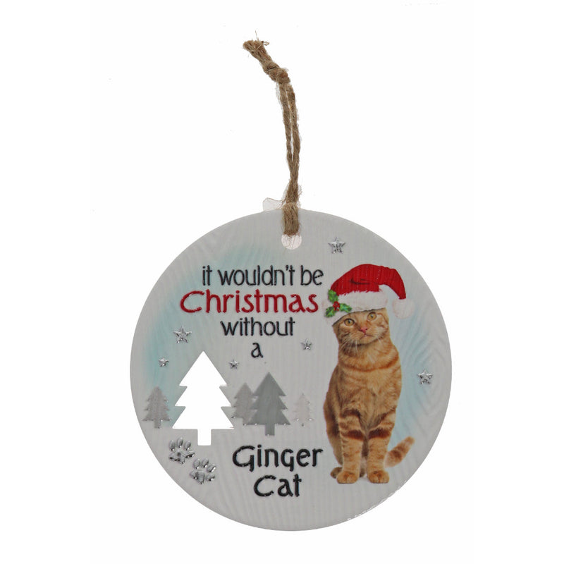 Ginger cat Christmas wall plaque with snowflakes