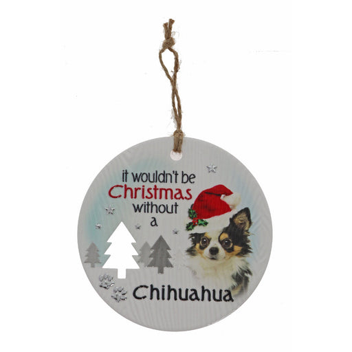 Long coat Chihuahua Christmas wall plaque