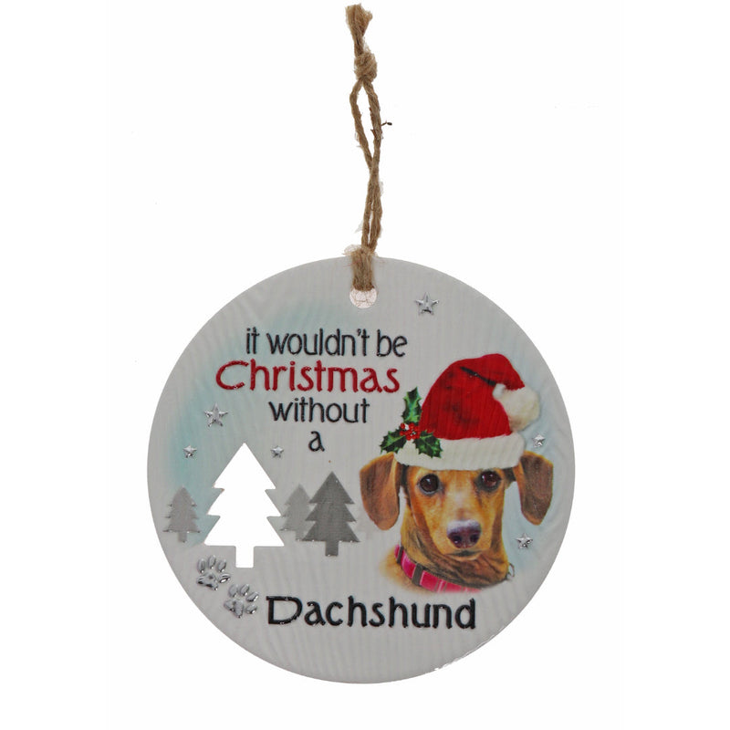 Dachshund themed festive wall plaque with scarf