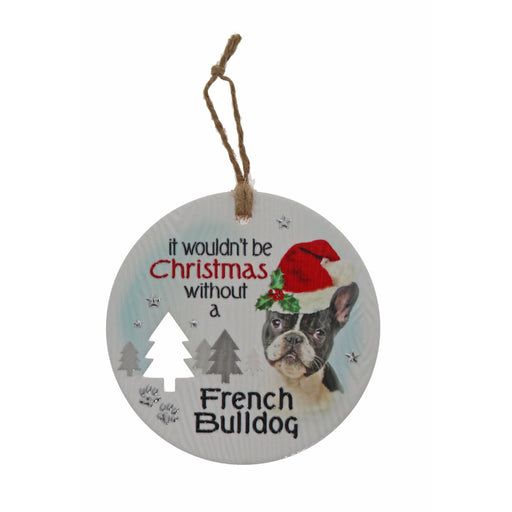 French Bulldog holiday wall plaque with bow