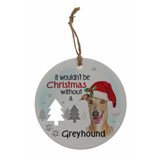 Greyhound dog Christmas plaque with refined design