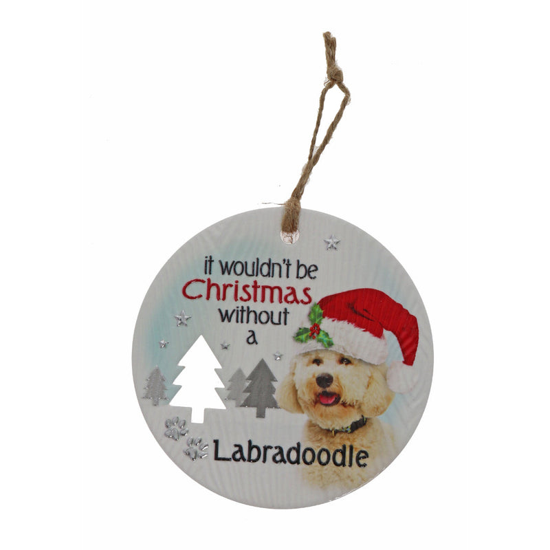 Labradoodle dog Christmas wall plaque rustic styling