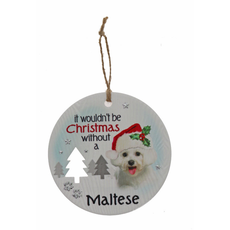 Maltese dog holiday plaque in snowy theme