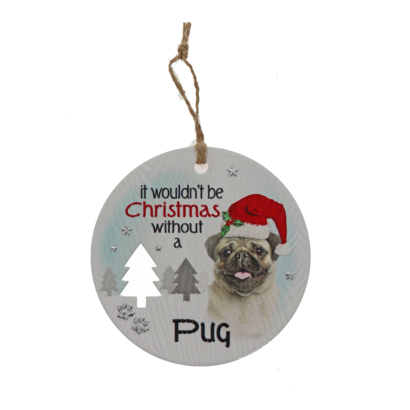 Pug dog festive holiday plaque small size
