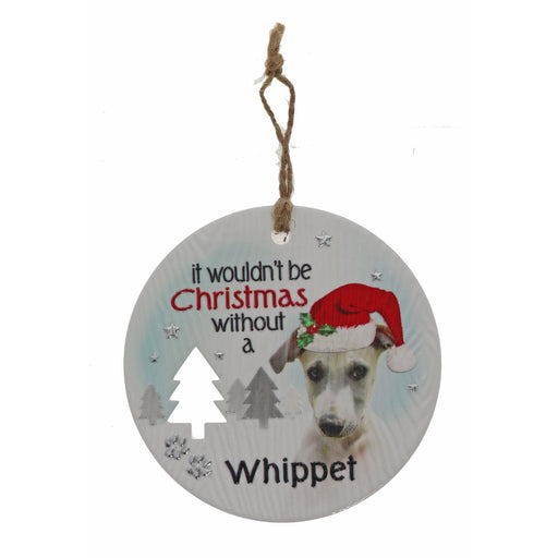 Elegant Whippet holiday plaque on wall