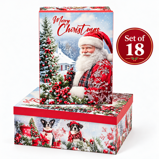 Santa Village Christmas gift boxes in a coordinated set of 18