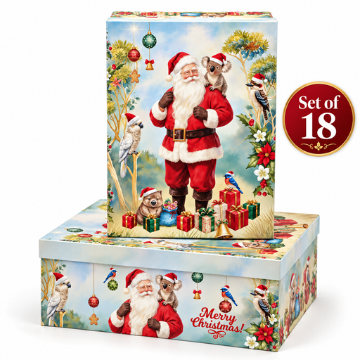 Santa and Native Friends themed Christmas gift box set with 18 boxes