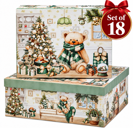 Teddy Bear Christmas gift box set featuring 18 coordinated boxes