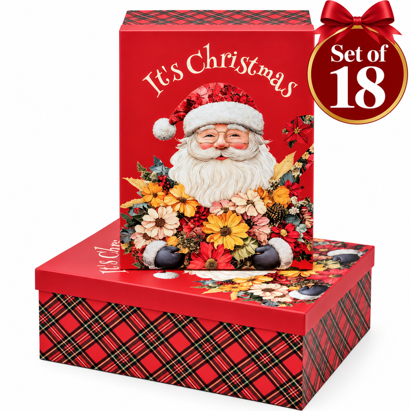 Floral Vintage Christmas gift boxes featuring 18 coordinated decorative boxes