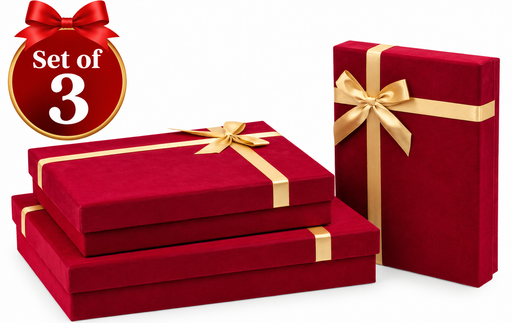 Christmas Velvet Charm gift box collection featuring three coordinated boxes