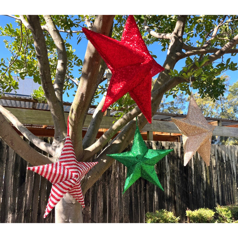 Pop-Up Tinsel Garden Star 40cm Assorted 6