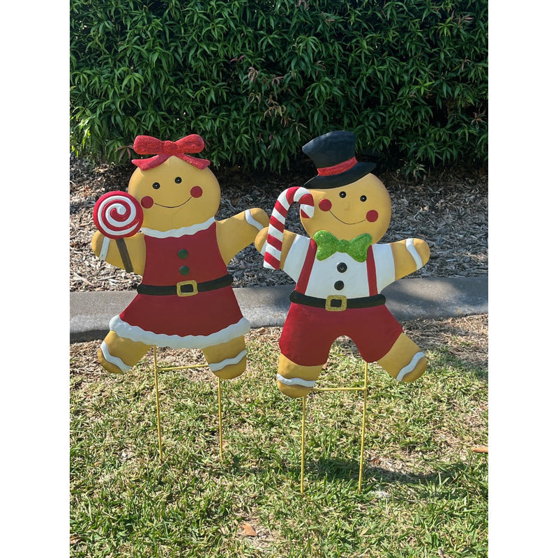 Metal Gingerbreadman Yard Deco Assorted 4